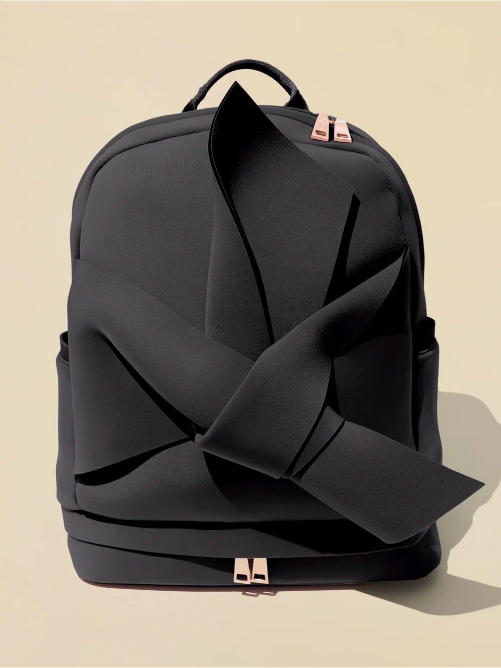 Pop flex Stylish Black Womens Backpack with Decorative Bow